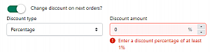 Able to set the "Change discount on next orders" to zero